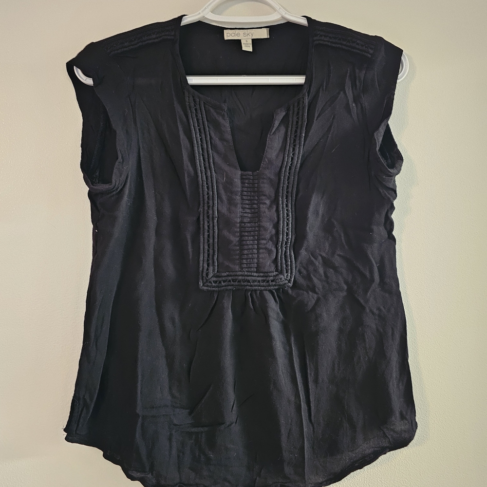 Black Relaxed Embroidered Bib Collar Blouse Size Small Casual Whimsigoth